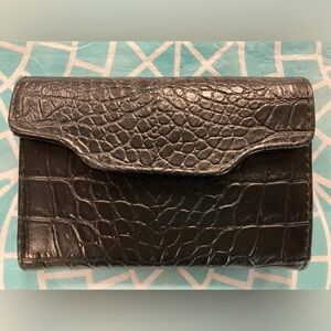 💛TODAY***$10***Vintage designer faux black alligator skin wallet.